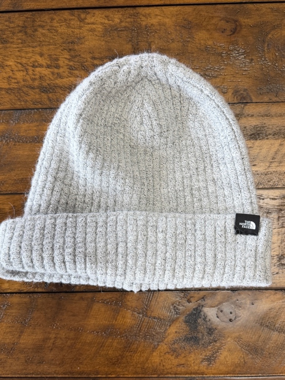 The North Face Heather Light Gray Ribbed Beanie